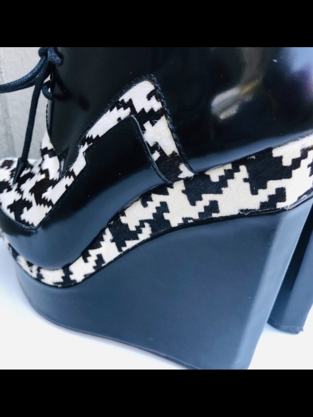 L.A.M.B Black & White Houndstooth Wedge Oxford - Women - Picture 2 of 5